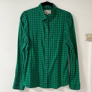 Green and blue plaid long sleeve shirt